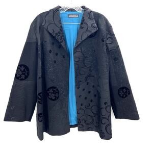 Vintage ASIATICA Kansas City Black Silk Blend Japanese Kimono Style Jacket